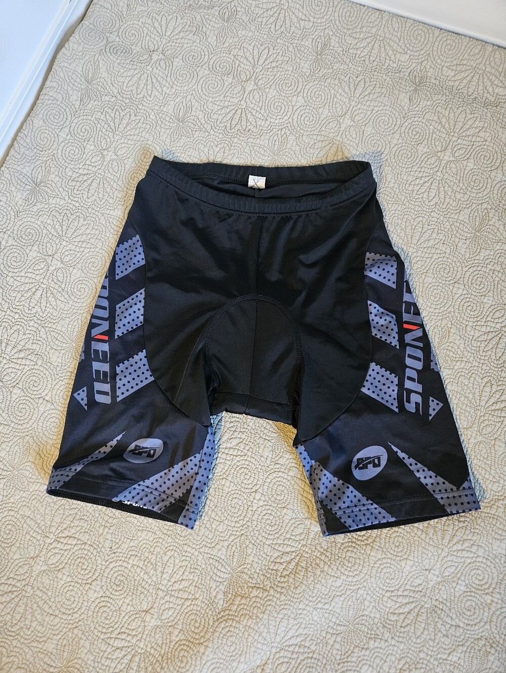 SPONEED Men's Padded Breathable Cycling Shorts XL Black/Gray